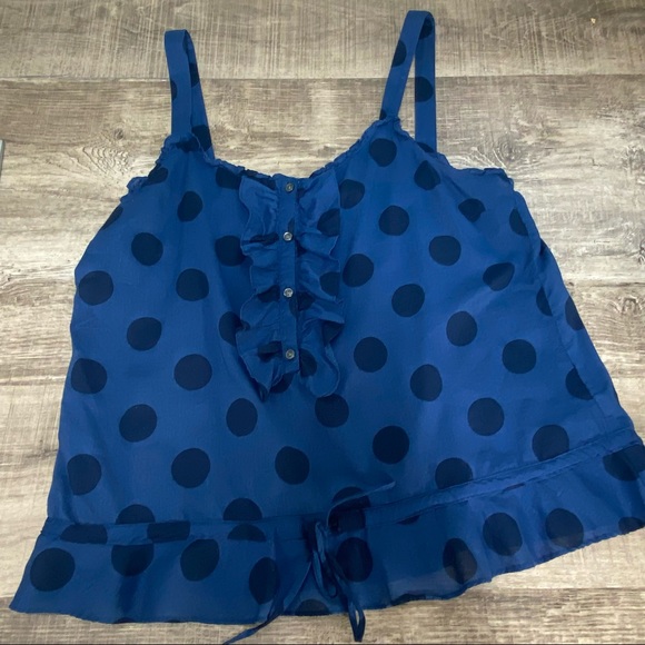 Old Navy Blue & Black Polka Dot ruffle tank size XL - Picture 7 of 10